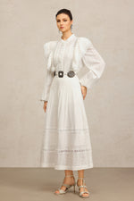 Lade Bild in die Galerieansicht, Ditala Long Sleeves Lace Folds Top And Skirt Two-Piece Set
