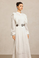 Lade Bild in die Galerieansicht, Ditala Long Sleeves Lace Folds Top And Skirt Two-Piece Set
