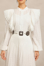 Lade Bild in die Galerieansicht, Ditala Long Sleeves Lace Folds Top And Skirt Two-Piece Set