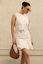 Load image into Gallery viewer, Tanisha Round Neck Sleeveless Flowers Lace Mini Dress