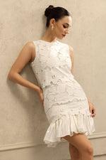 Load image into Gallery viewer, Tanisha Round Neck Sleeveless Flowers Lace Mini Dress