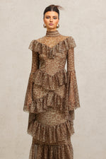 Load image into Gallery viewer, Leko Leopard Print Folds Maxi Dress