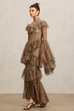 Load image into Gallery viewer, Leko Leopard Print Folds Maxi Dress