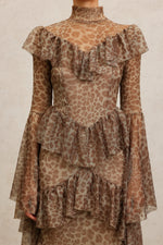 Load image into Gallery viewer, Leko Leopard Print Folds Maxi Dress