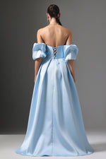 Load image into Gallery viewer, Winni Off-Shoulder Floral Embroidered High Slit Maxi Dress