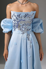 Load image into Gallery viewer, Winni Off-Shoulder Floral Embroidered High Slit Maxi Dress