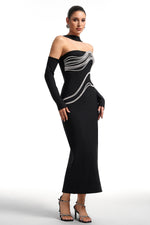 Load image into Gallery viewer, Lokama Strapless Rhinestone Bandage Maxi Dress