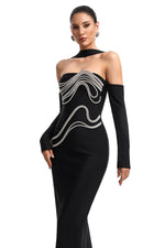 Load image into Gallery viewer, Lokama Strapless Rhinestone Bandage Maxi Dress
