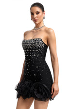 Load image into Gallery viewer, Suri Strapless Rhinestone Bandage Mini Dress