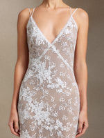 Load image into Gallery viewer, Thea Sling V-neck Sequins Lace maxi wedding dress