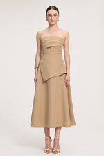 Load image into Gallery viewer, Asymmetric-Draped Crepe Midi Dress