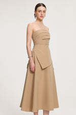Load image into Gallery viewer, Asymmetric-Draped Crepe Midi Dress