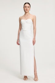 Corset-Style Crepe Maxi Dress