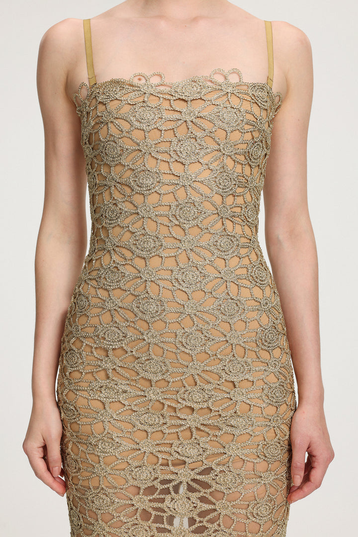 Floral crochet cutout mini dress