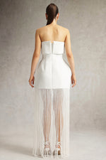 Load image into Gallery viewer, Taye Strapless Fringe Mini Dress