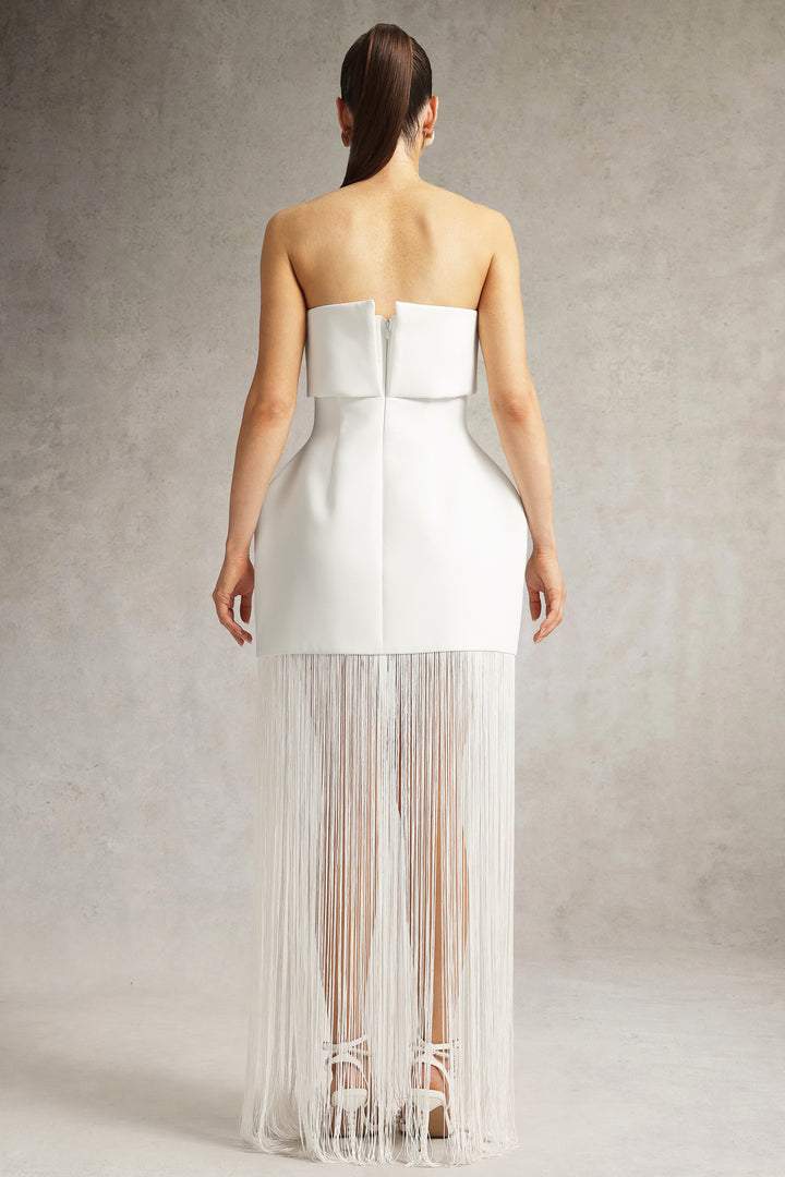 Taye Strapless Fringe Mini Dress