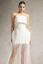 Load image into Gallery viewer, Taye Strapless Fringe Mini Dress