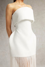 Load image into Gallery viewer, Taye Strapless Fringe Mini Dress