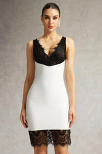 Load image into Gallery viewer, Vocca V-Neck Lace Mini Dress