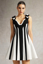 Load image into Gallery viewer, Serela Sleeveless V-Neck Flower Bandage Mini Dress