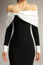 Load image into Gallery viewer, Oria Off Shoulder Bow Bandage Midi Dress