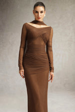 Lade Bild in die Galerieansicht, Zimino Long Sleeve Ruched Tulle Maxi Dress