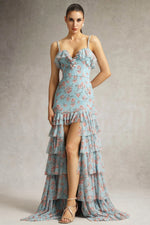 Load image into Gallery viewer, Haliy Floral Print Ruffle Maxi Dress