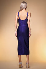 Load image into Gallery viewer, Ziriy Sleeveless V-Neck Bandage Dark Blue Maxi Dress