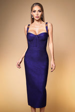 Load image into Gallery viewer, Ziriy Sleeveless V-Neck Bandage Dark Blue Maxi Dress