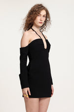 Load image into Gallery viewer, Cut-Out Halter Cold-Shoulder Mini Dress