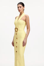 Load image into Gallery viewer, Lanla Chic Contour Halter Metal Buckle Bandage Maxi Dress