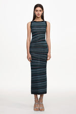 Load image into Gallery viewer, Nirina Chic Contour Round Neck Sleeveless Stripe Knit Maxi Dress