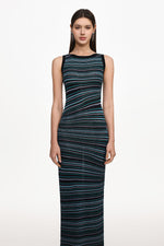 Load image into Gallery viewer, Nirina Chic Contour Round Neck Sleeveless Stripe Knit Maxi Dress