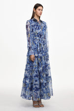 Load image into Gallery viewer, Ella Resort Flowy Long Sleeve Ruffle Floral Print Maxi Dress
