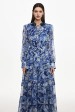 Load image into Gallery viewer, Ella Resort Flowy Long Sleeve Ruffle Floral Print Maxi Dress
