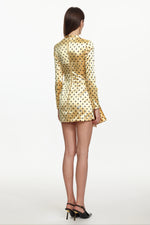 Charger l'image dans la visionneuse de la Galerie, Ridia Romantic Tailored Long Sleeve Pleated Polka Dot Floral Mini Dress