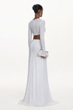 Load image into Gallery viewer, Elva Chic Contour Long Sleeve Ruched Crystal Top and Skirt Set