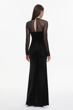 Lade Bild in die Galerieansicht, Rae Elegant  Contour Long Sleeve High Slit Velvet Maxi Dress
