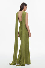 Load image into Gallery viewer, Romelle Elegant Contour Twist Halter Cape Cut Out Maxi Dress