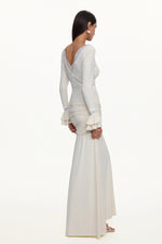 Load image into Gallery viewer, Xavier V-Neck Long Sleeves Lace Twist Beige Maxi Dress
