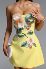 Load image into Gallery viewer, Doris Elegant Tailored Strapless Floral Embroidered Mini Dress