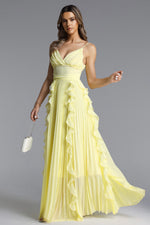 Load image into Gallery viewer, Viky Elegant Flowy Sleeveless Pleated Ruffle Maxi Dress