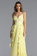 Load image into Gallery viewer, Viky Elegant Flowy Sleeveless Pleated Ruffle Maxi Dress
