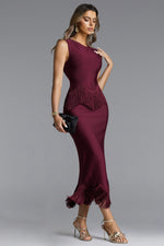 Load image into Gallery viewer, Wenesa Classic Tailored Sleeveless Fringe Bandage Maxi Dress
