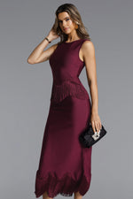 Load image into Gallery viewer, Wenesa Classic Tailored Sleeveless Fringe Bandage Maxi Dress