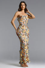 Load image into Gallery viewer, Karina Elegant Contour Strapless Butterfly Maxi Dress