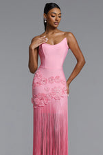 Load image into Gallery viewer, Ezgi Chic Contour Strapless Floral Fringe Bandage Maxi Dress