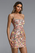 Load image into Gallery viewer, Loretta Romantic Contour Sleeveless Floral Sequin Mini Dress