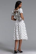 Load image into Gallery viewer, Islay Resort Flowy Puff Sleeve Polka Dot Ruched Woven Top and Skirt Two Piece Set