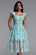 Load image into Gallery viewer, Myla Resort Flowy Sleeveless Ruffle Floral Print Woven Midi Dress
